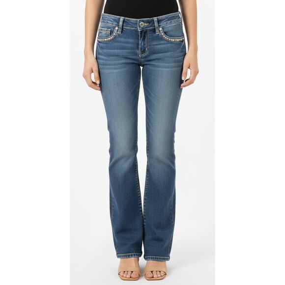 Silver Suki Mid Rise Slim Bootcut Embellished Pockets Cotton Stretch, Women 31 - Picture 3 of 7